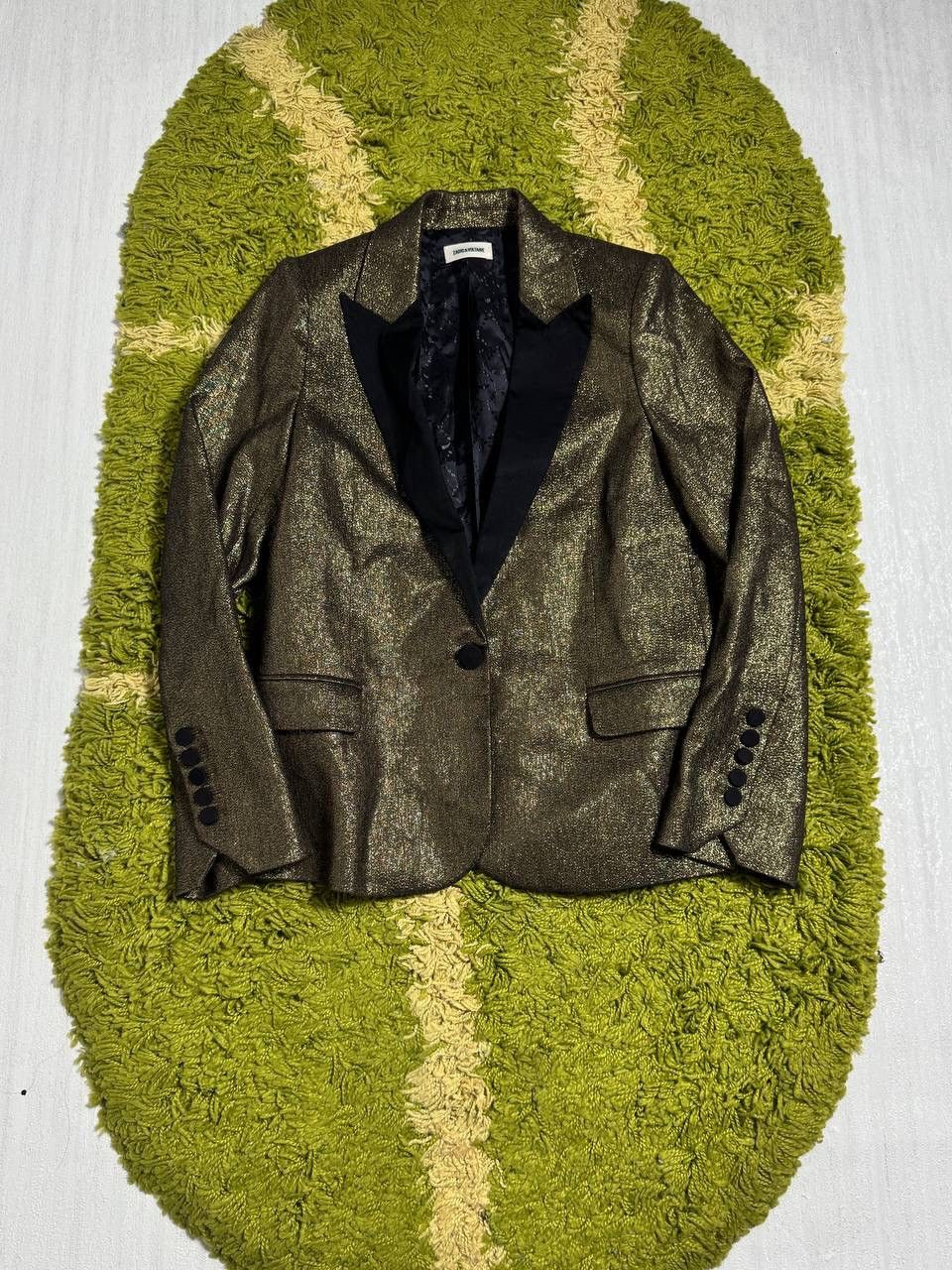 Zadig & Voltaire Gold Metallic Glitter Blazer Jacket