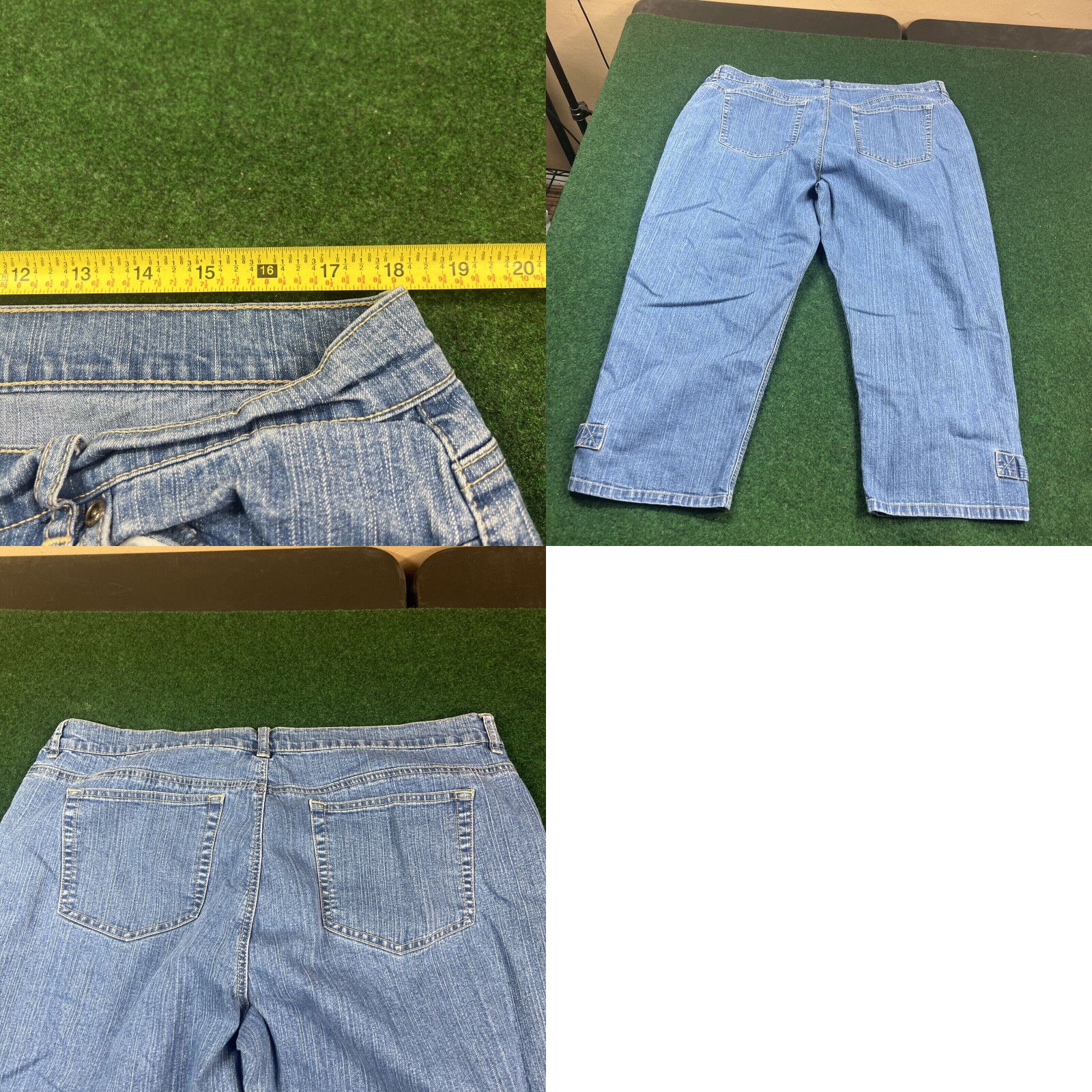 Vintage CRAZY HORSE Jeans Womens 18 Blue Denim Pants Jeans Capri Style Measures 36x22 Size 40" / US 18 - 8 Thumbnail