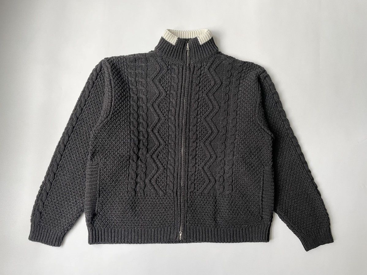 image of Dries Van Noten Sample Drivers Patterned Knit Sweater in Dark Grey, Men's (Size Large)
