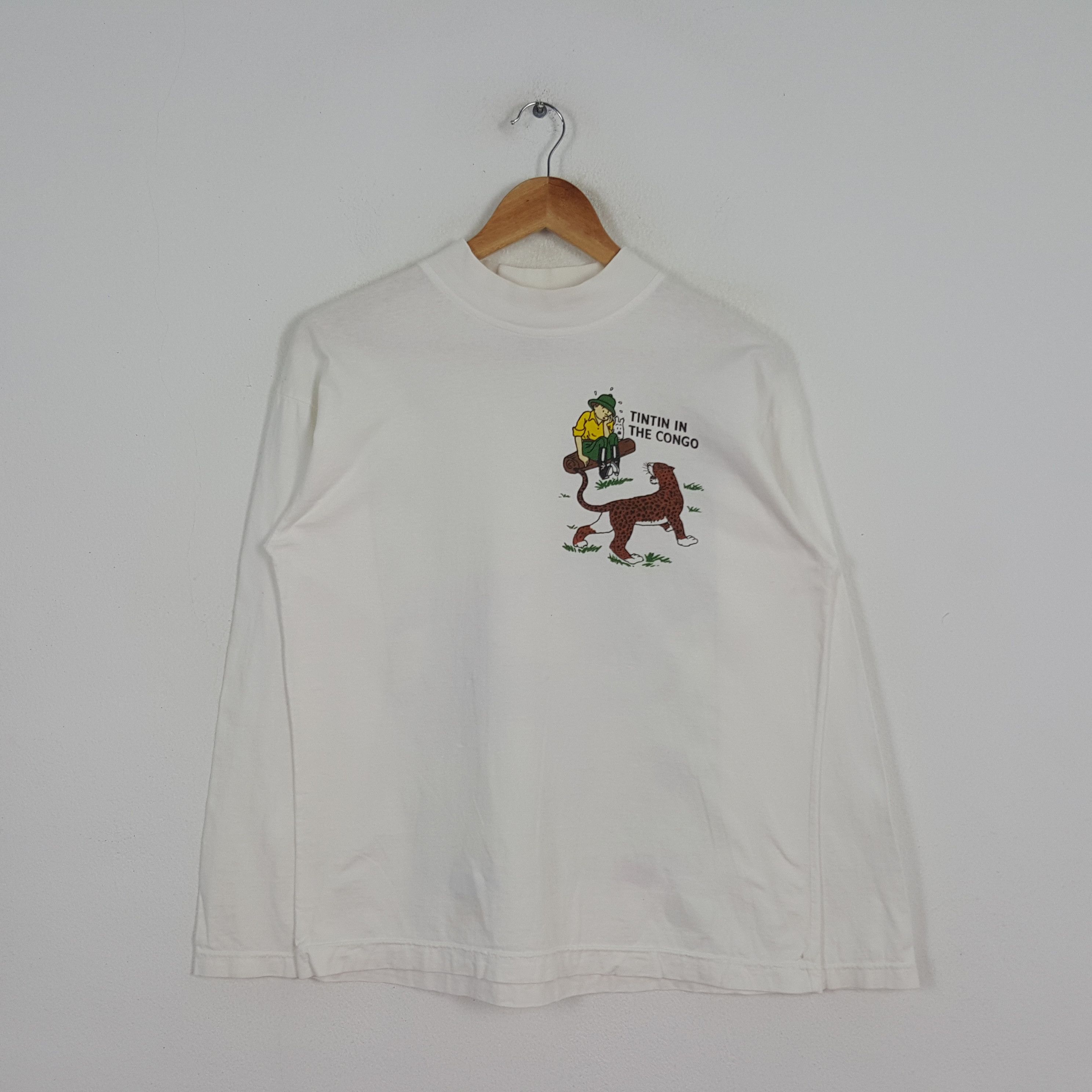 Vintage Vintage Tintin In The Congo American Cartoon Movie Tshirt Size US L / EU 52-54 / 3 - 3 Thumbnail