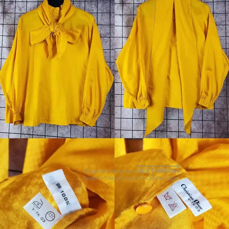 Dior Dior Yellow Long Sleeve Cotton Check Shirt . Size M / US 6-8 / IT 42-44 - 3 Thumbnail