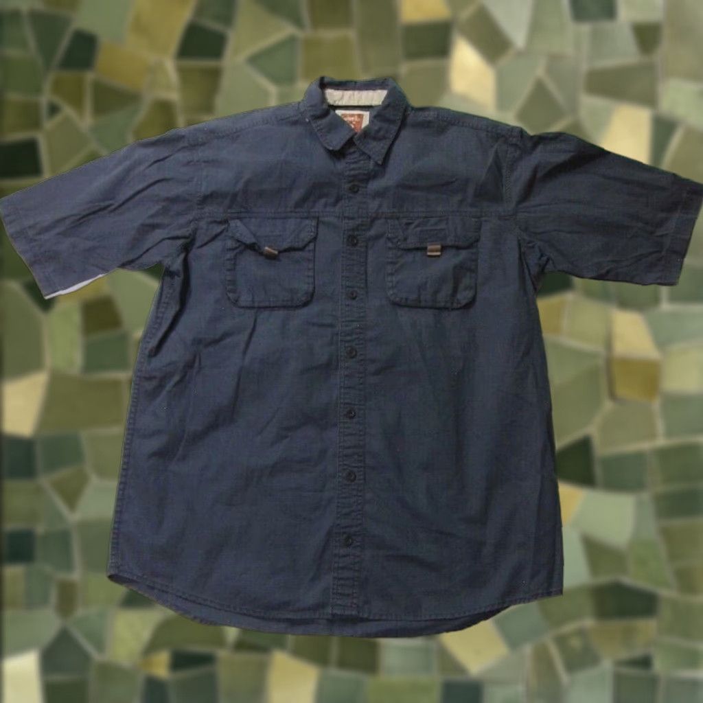 Vintage RedHead Shirt Men L Tall Navy Blue 100% Cotton Button Down Short Sleeve Size US L / EU 52-54 / 3 - 1 Thumbnail
