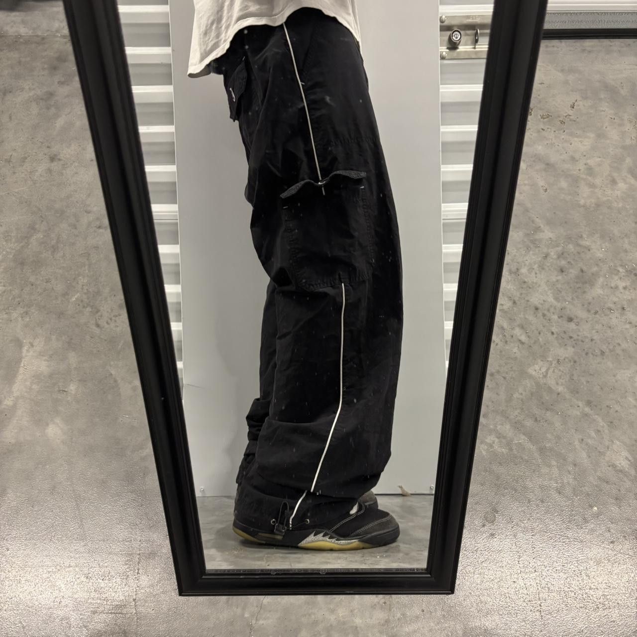 Japanese Brand × Vintage Crazy Vintage Y2K/2000s Baggy Black Striped Skater Streetwear Track Pants! Size US 32 / EU 48 - 1 Thumbnail