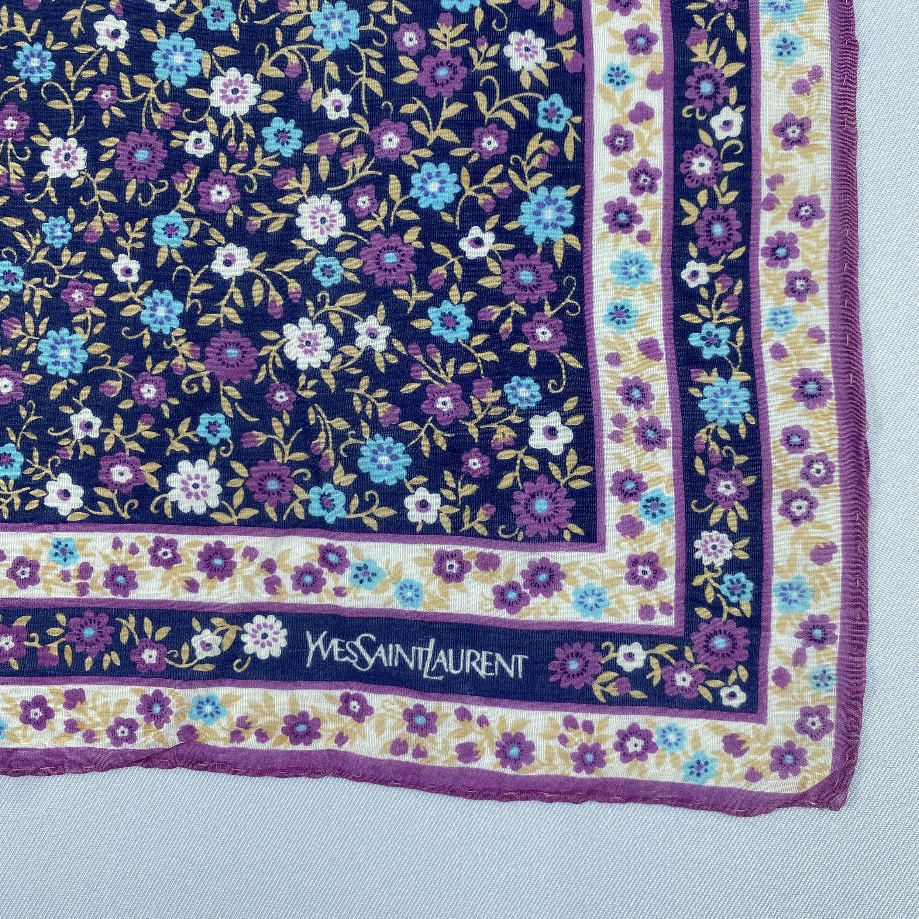 Vintage Vintage Yves Saint Laurent Floral Cotton Handkerchief Scarf Size ONE SIZE - 3 Thumbnail