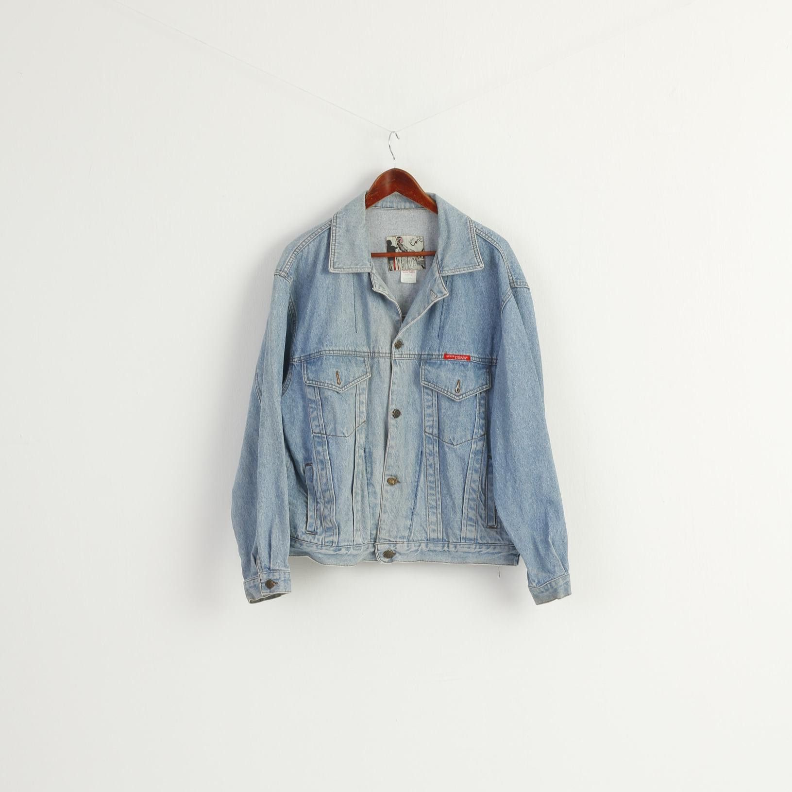 Vintage SUPER CONS Men L Denim Jacket Light Blue Cotton 9555 Size US L / EU 52-54 / 3 - 2 Thumbnail