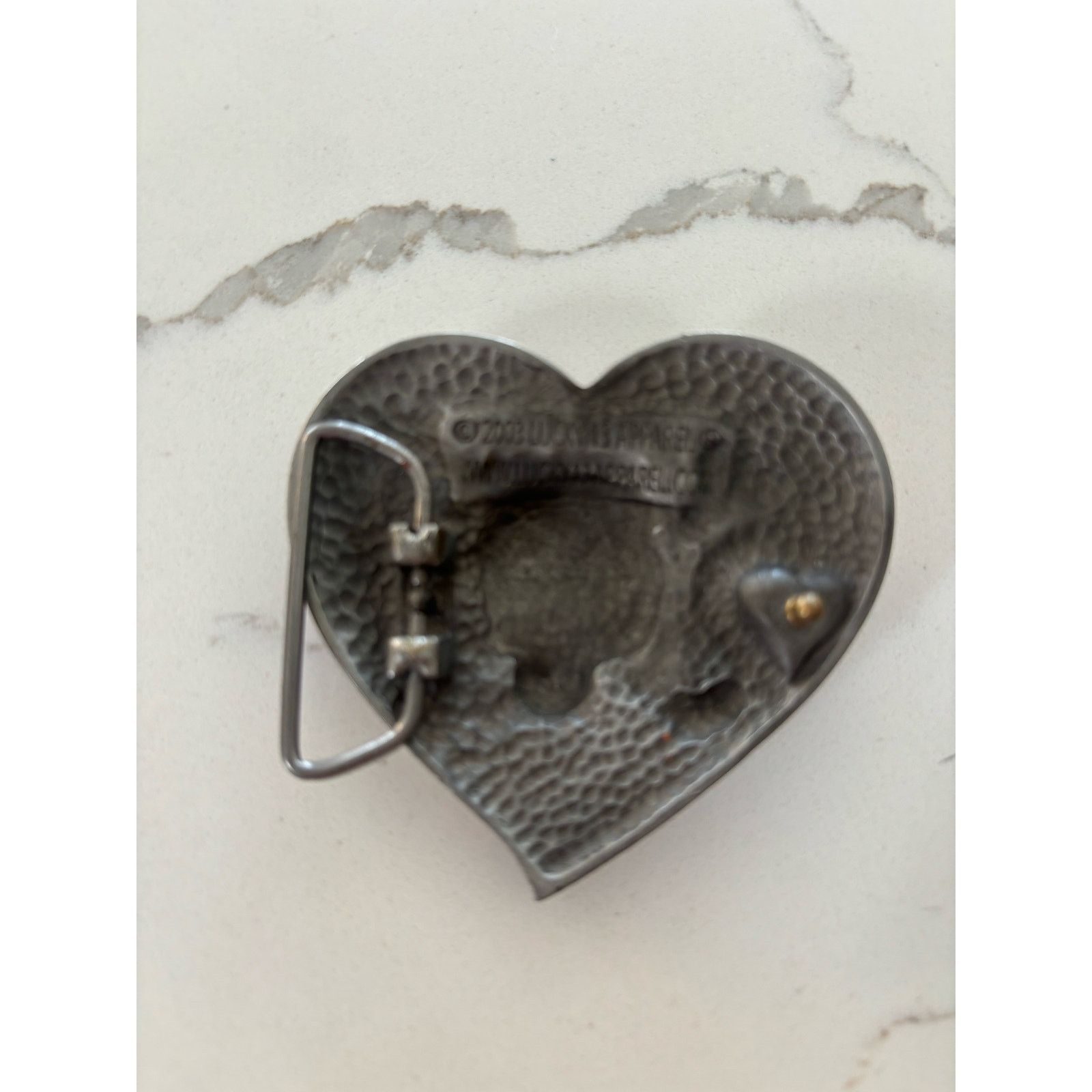 & Other Stories 3D skull on pink and black stripped heart belt buckle Size ONE SIZE - 3 Thumbnail
