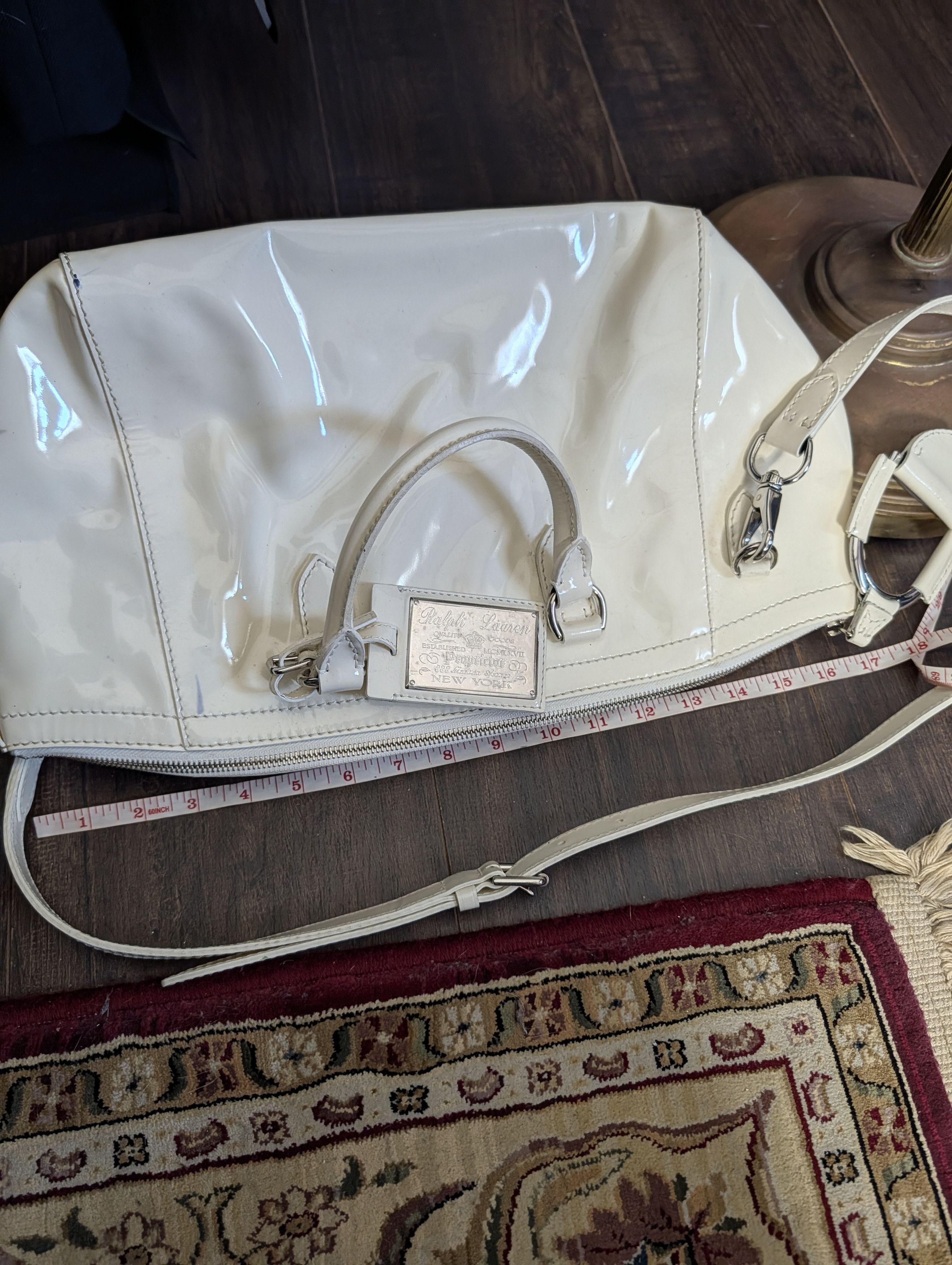 Ralph Lauren Mainline made in Italy logo plaque patent leather handbag Size ONE SIZE - 16 Thumbnail