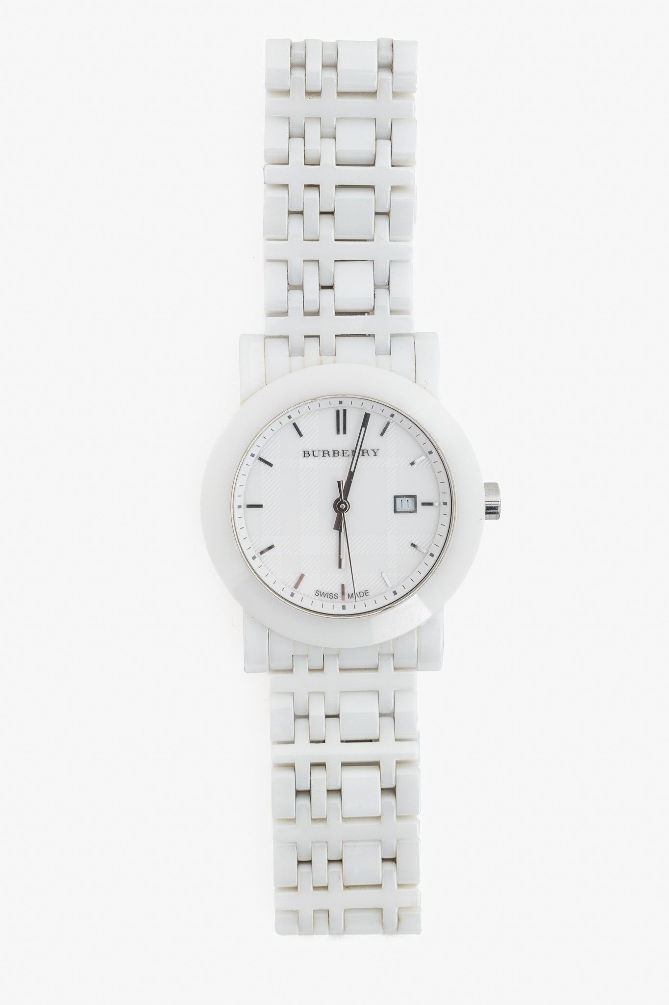 Burberry Burberry AW11 BU1870 White Ceramic Check-Dial Watch Size ONE SIZE - 2 Thumbnail