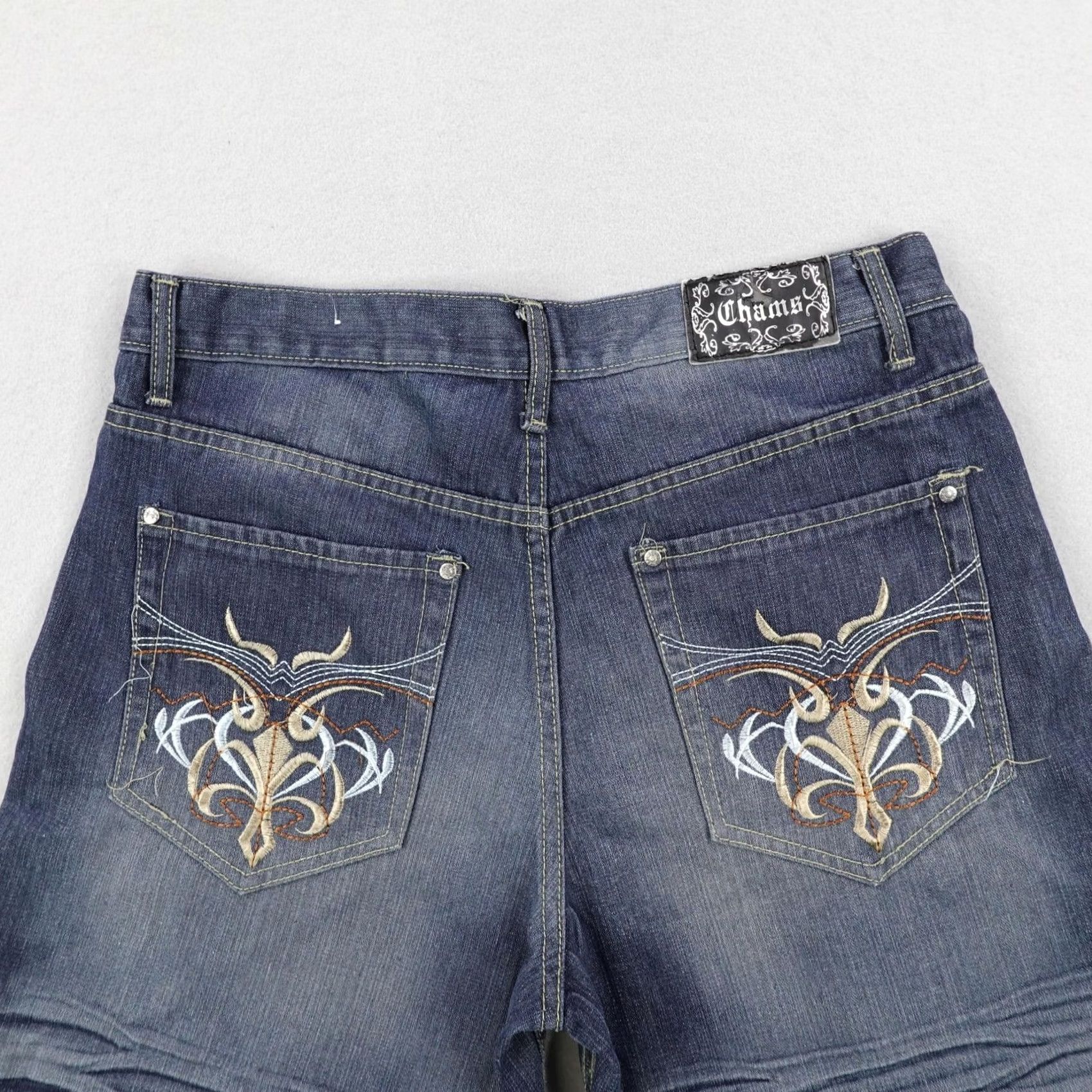 Vintage VINTAGE Chams Shorts Mens 34 Blue Denim Jean Jorts Baggy Loose Embroidered Y K Size US 34 / EU 50 - 6 Thumbnail