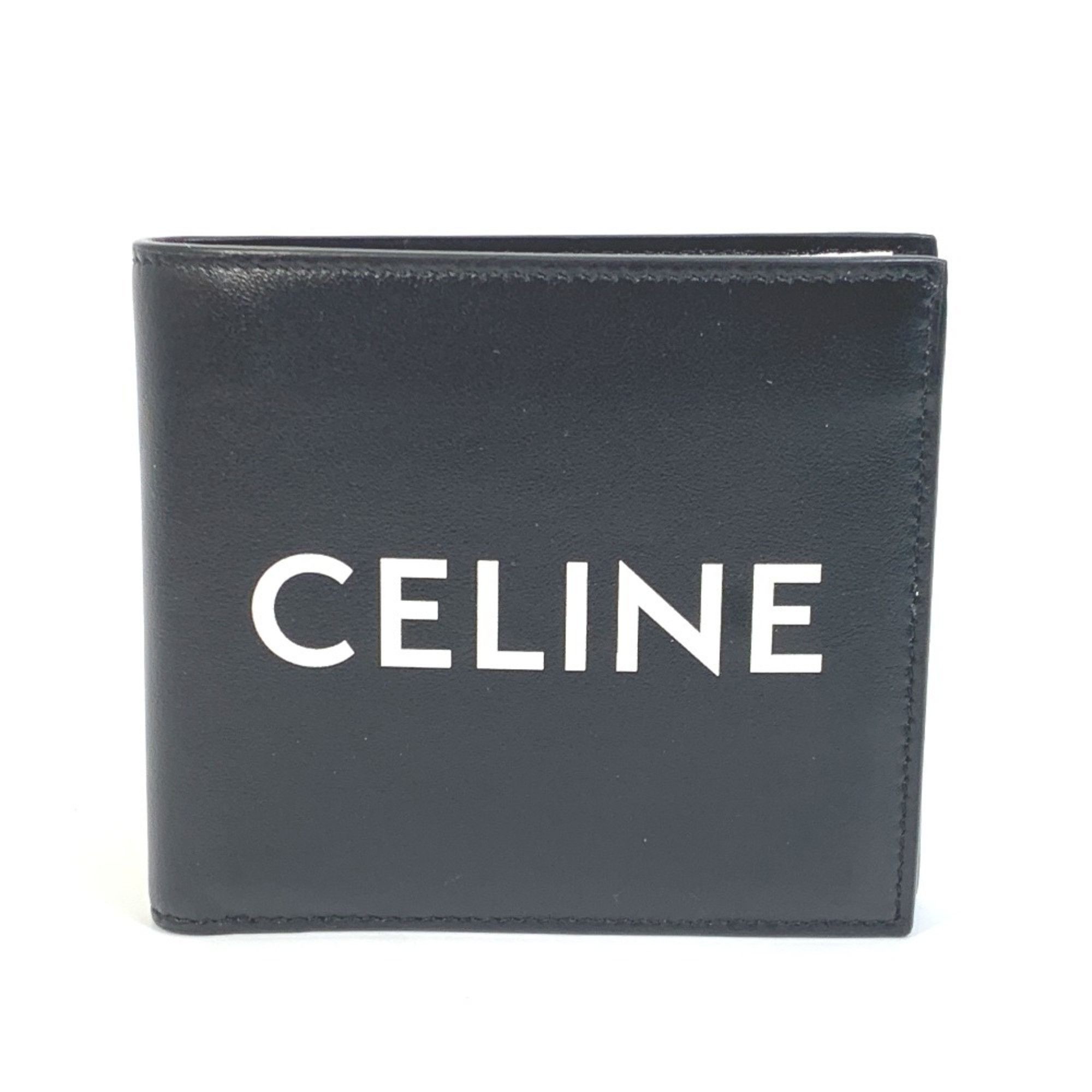Celine CELINE 10C873DME Logo Bifold Wallet, Unisex, Black Leather, Like New Size ONE SIZE - 1 Thumbnail