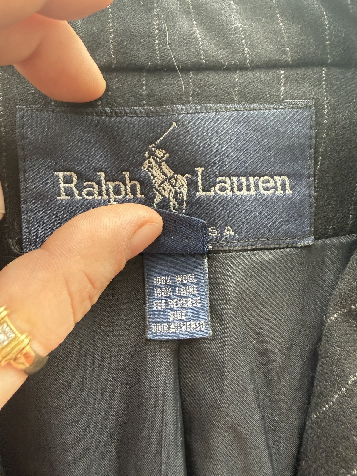 Ralph Lauren Vintage Black Pinstripe Ralph Lauren Blazer Size S / US 4 / IT 40 - 4 Thumbnail