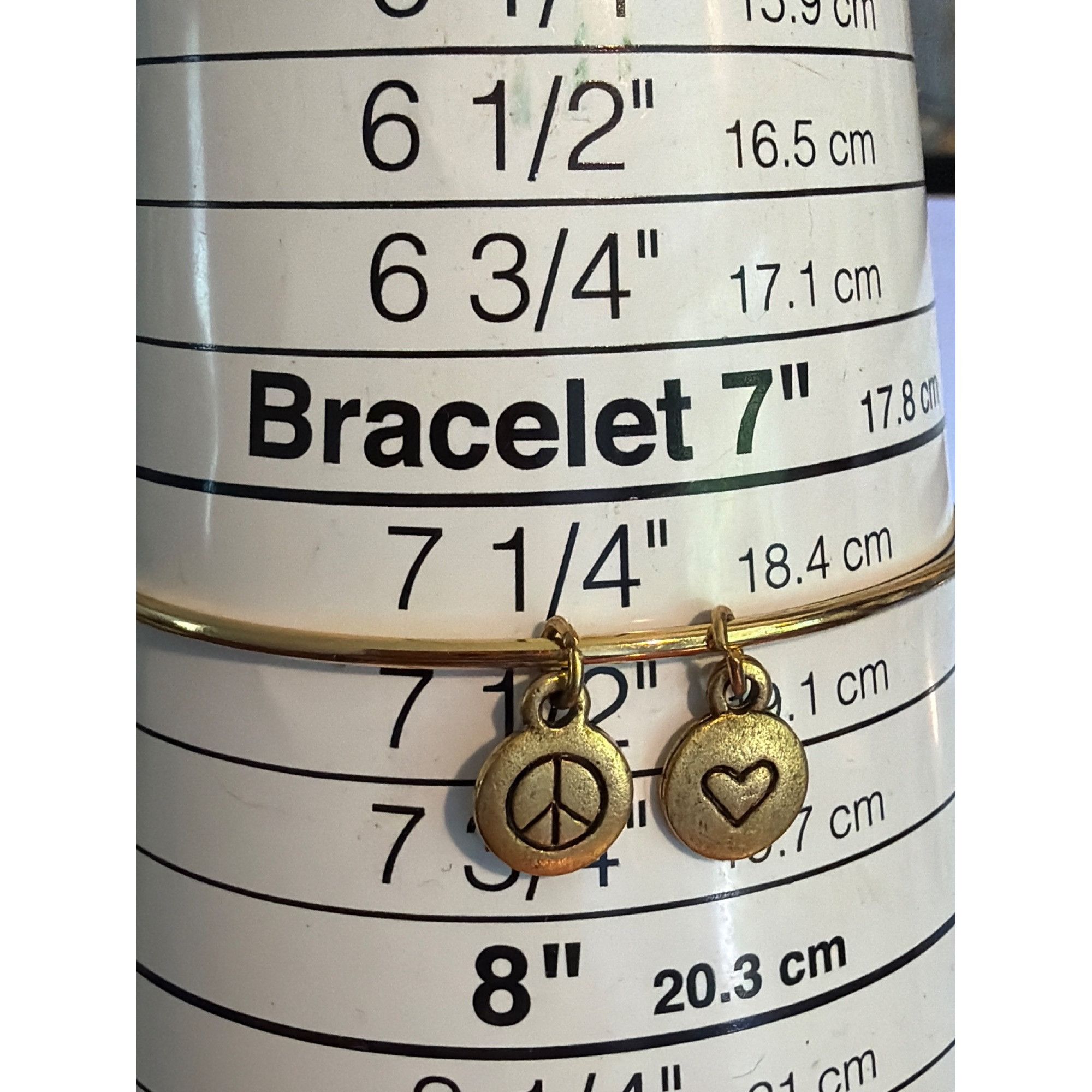 Other Gold Tone Adjustable Bangle Bracelet Open Heart Charms USA M Size ONE SIZE - 4 Thumbnail