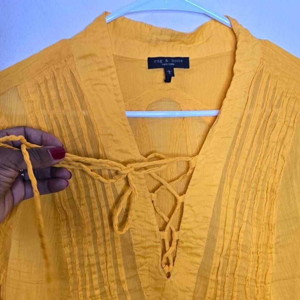 Rag & Bone Rag & Bone Saffron Sachi Blouse L Cotton Silk Boho Chic Pint Size L / US 10 / IT 46 - 9 Thumbnail