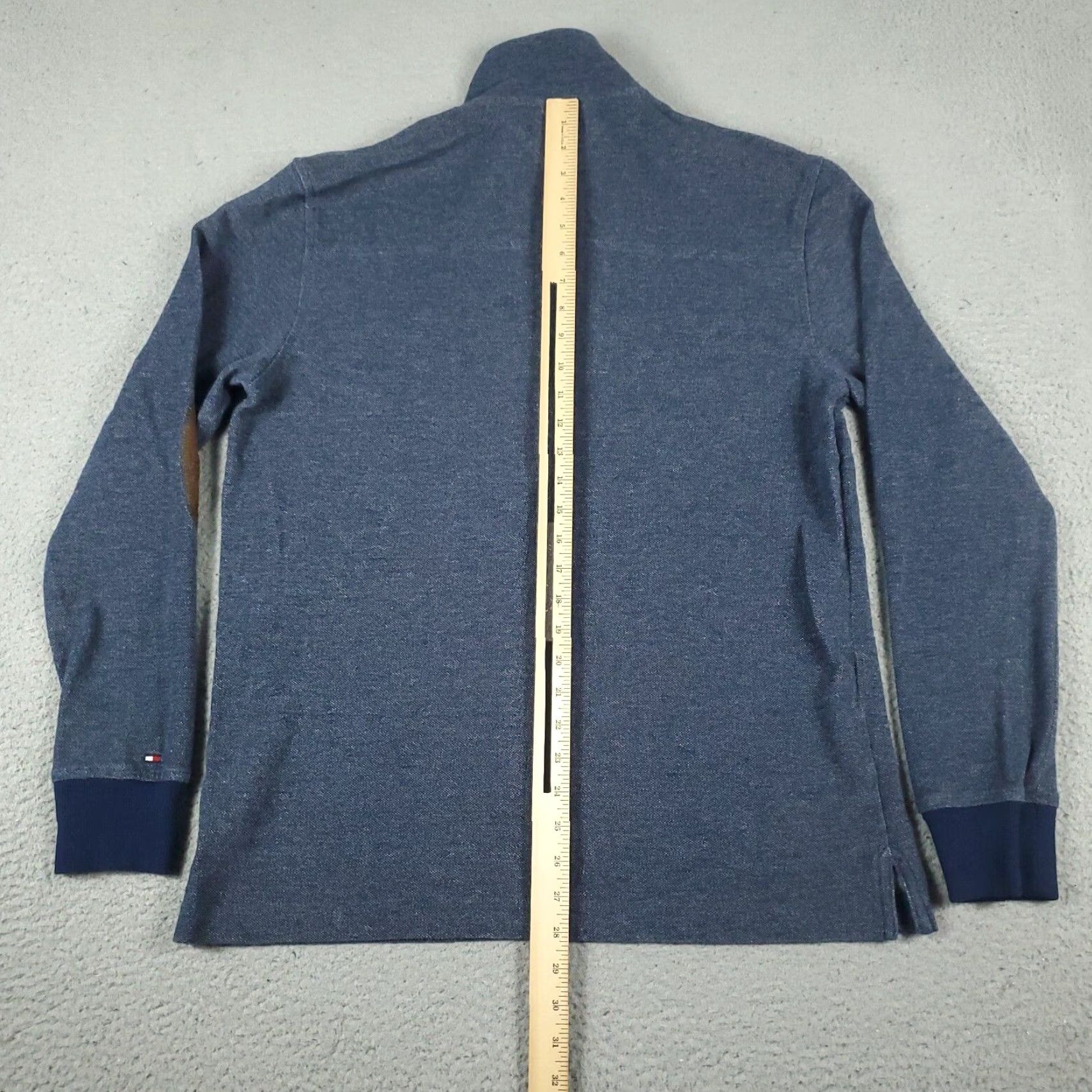 Tommy Hilfiger Mens Tommy Hilfiger Large XL Blue Elbow Patch Sweater 1/4 Zip Pullover Size US L / EU 52-54 / 3 - 5 Thumbnail