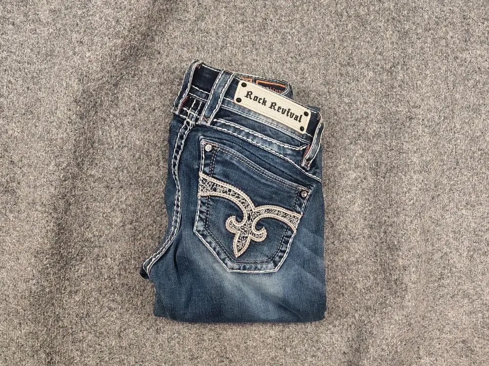 Rock Revival Vintage Rock Revival Adele logo Y2K Style Faded denim Jeans Size 27" / US 4 / IT 40 - 1 Thumbnail