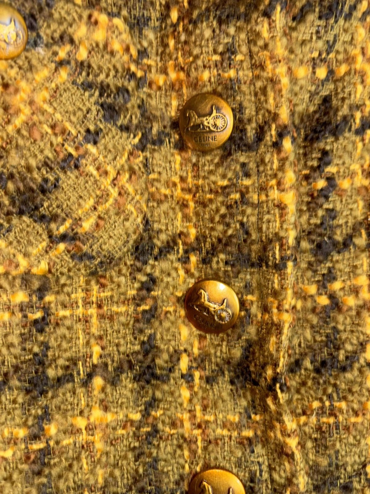 Celine × Vintage Celine Tweed Gold Buttons Blazer Size M / US 6-8 / IT 42-44 - 6 Thumbnail
