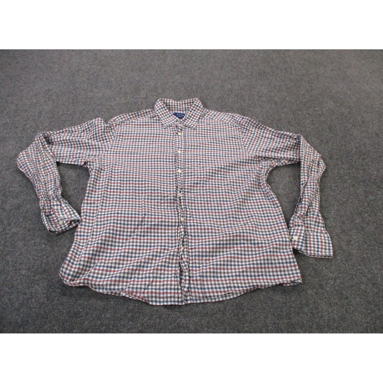 Eton Eton Shirt Men XL Plaid Light Flannel Casual Button-Up Pocket Collar-Down Multi Color 17 43 43? Size 46R - 2 Thumbnail