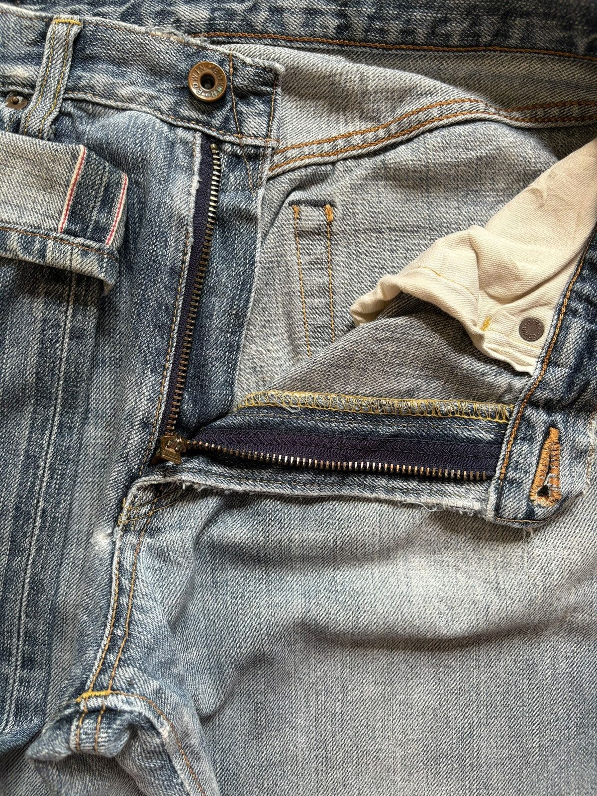 Edwin Vintage Edwin 505ZX Selvedge Mud Wash Distress Baggy Jeans Size US 30 / EU 46 - 9 Thumbnail