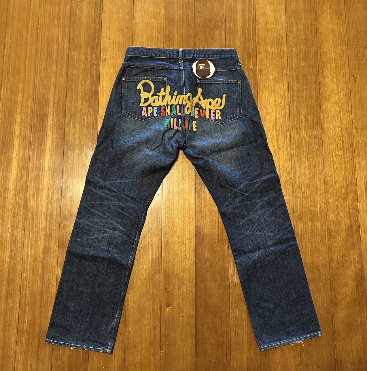 Bape Bape Champion Multi Logo Denim Spell Out Size US 30 / EU 46 - 1 Thumbnail