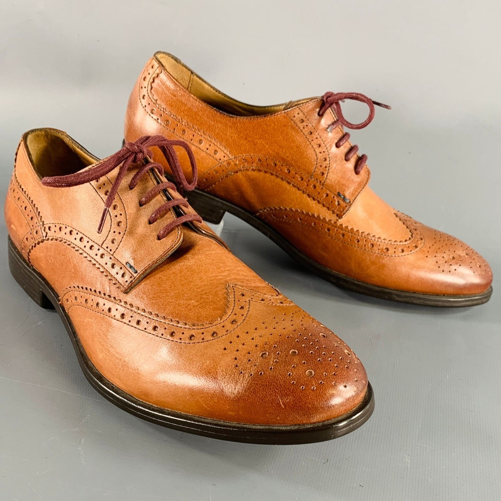 Paul Smith Size 8 Panorama Tan Perforated Leather Wingtip Lace-Up Shoes Size US 8 / EU 41 - 1 Thumbnail
