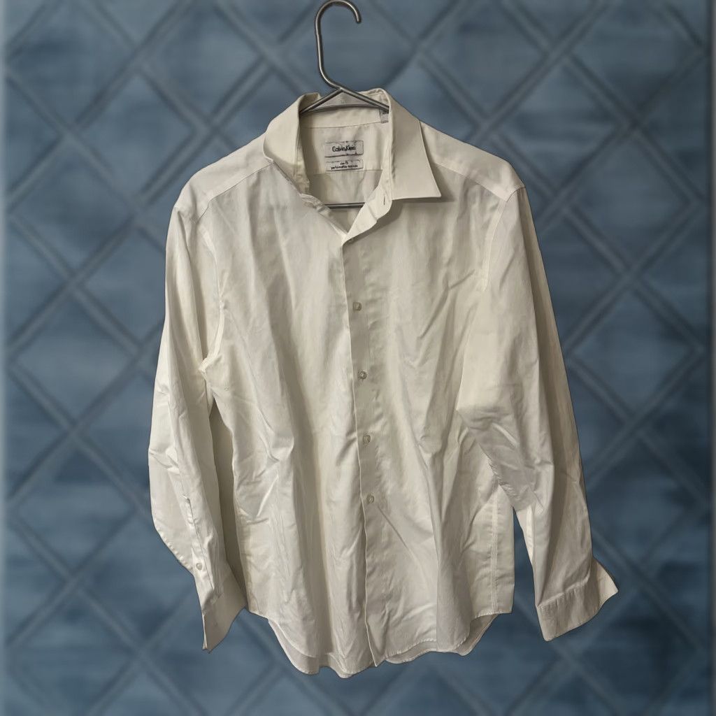 Calvin Klein Calvin Klein Shirt White Regular Slim Fit 16.5 Dress Shirt Mens Button Collared Long Sleeve Size US L / EU 52-54 / 3 - 1 Thumbnail
