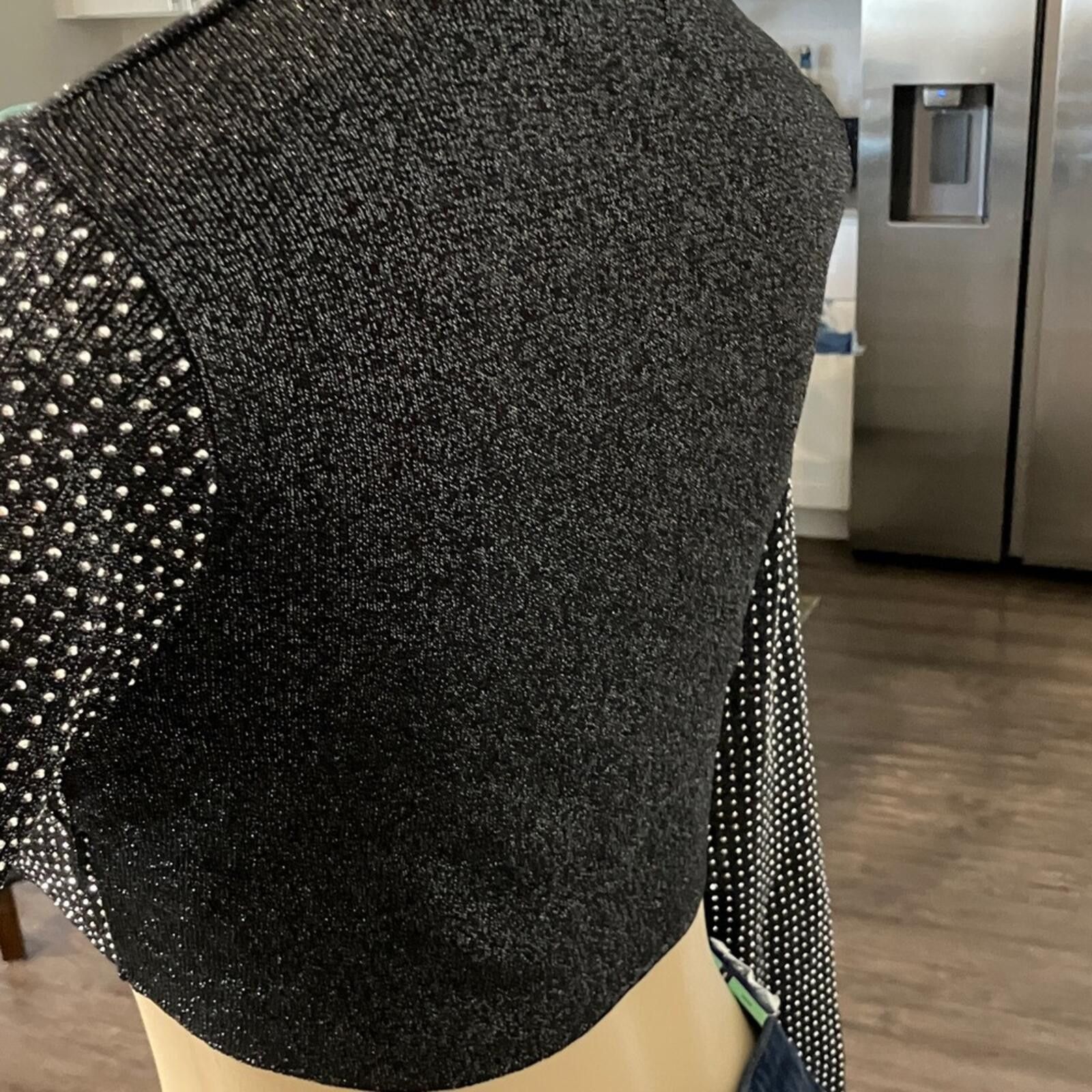 Essentiel Antwerp Elegant Black Rhinestone Crop Top Size S / US 4 / IT 40 - 4 Thumbnail