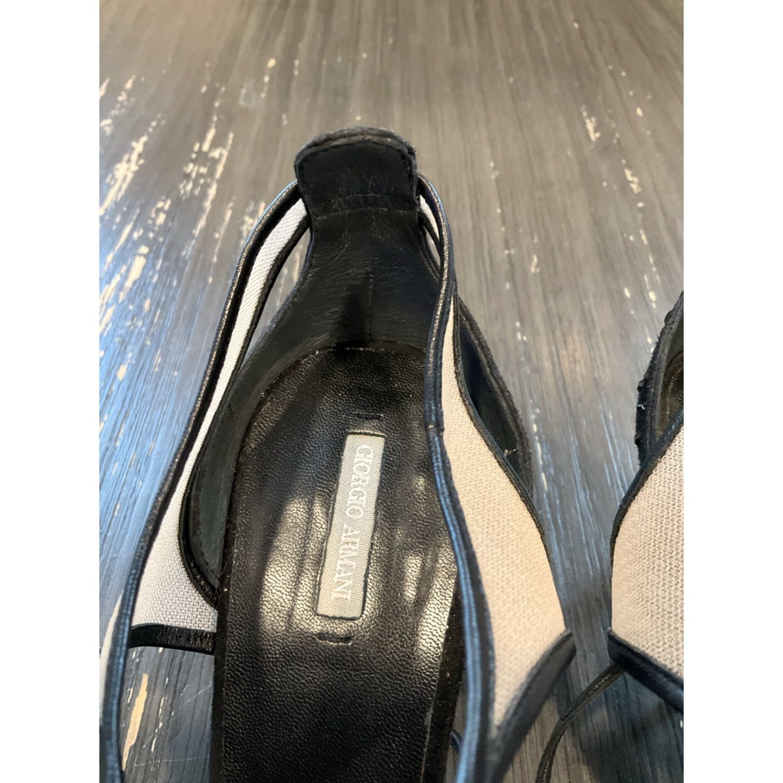 Giorgio Armani Giorgio Armani Black Leather Lace Pump Womens Size 39.5 9.5 Stiletto Almond Toe Patent Leather White Stitch Size US 10 / IT 40 - 5 Thumbnail