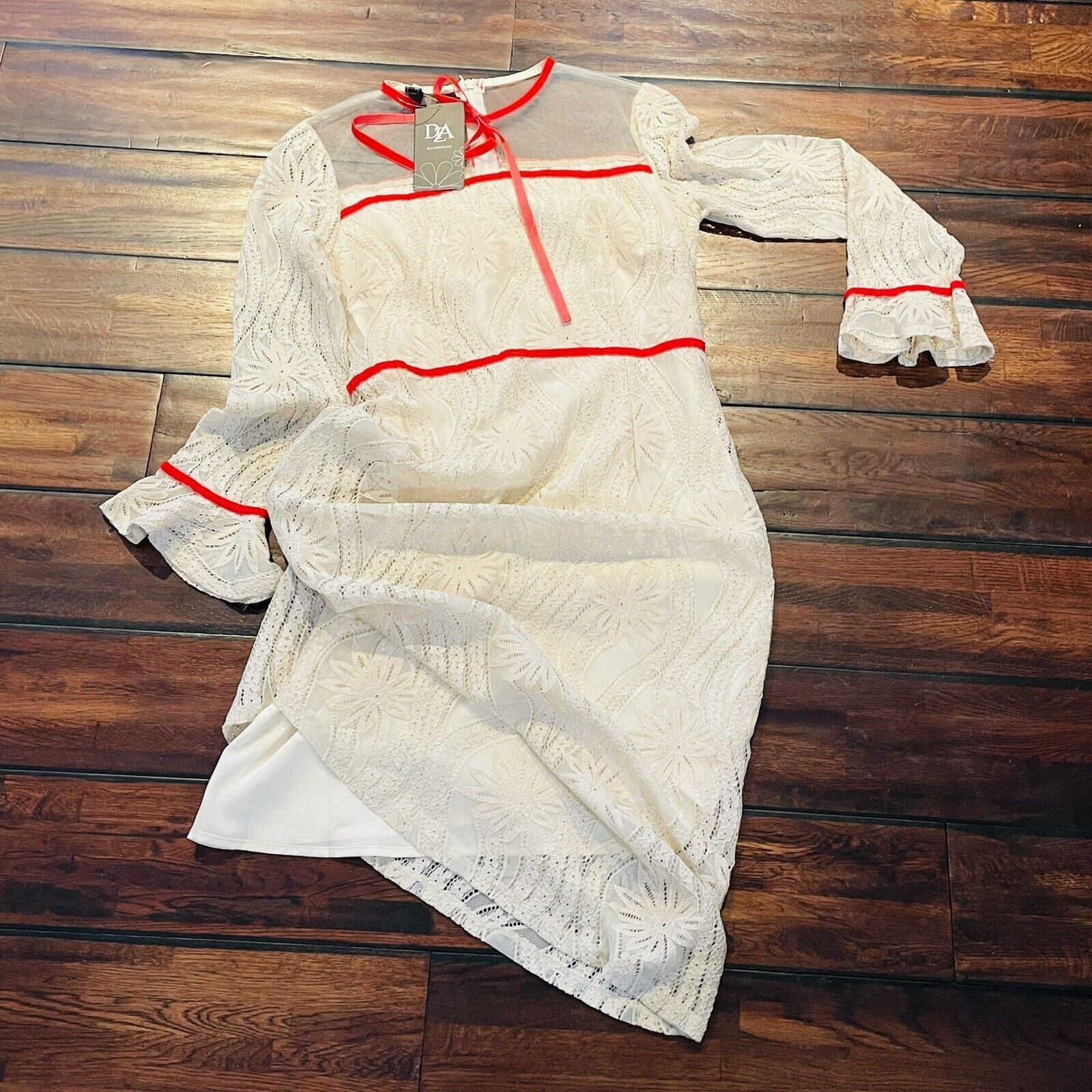 Other Dza Midi Dress Women's Medium Long Sleeve Slip Covered In La Size M / US 6-8 / IT 42-44 - 9 Thumbnail