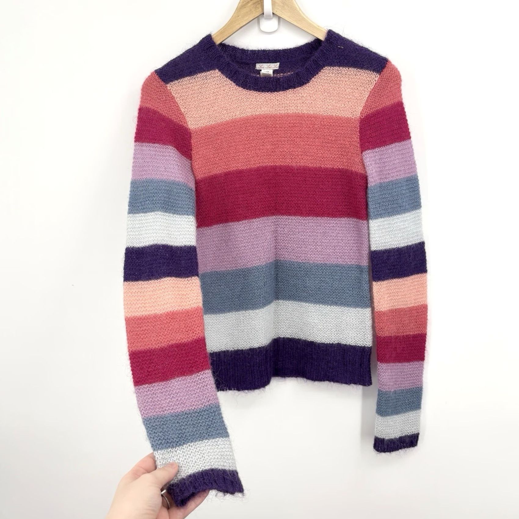 Vintage VINTAGE Lux Lux Lux Sweater Women S Striped Mohair Blend Crew Neck Long Sleeve Lightweight Boho 80s 90s Vintage Design Womens Size S / US 4 / IT 40 - 2 Thumbnail