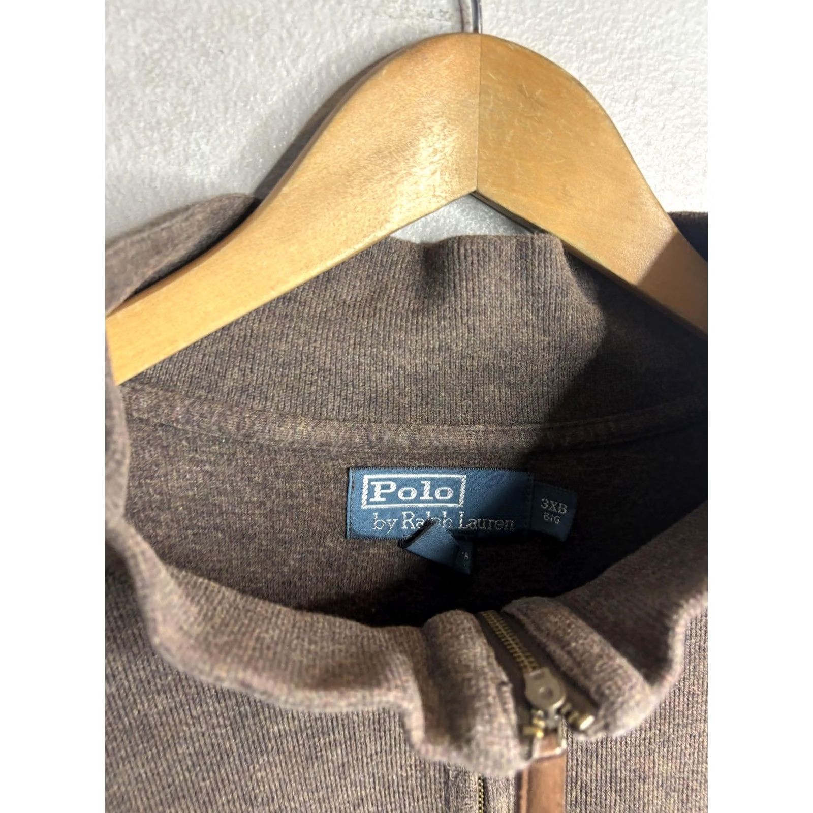 Polo Ralph Lauren Polo Ralph Lauren Mens Big 3X Brown Quarter Zip Pullover Sweater Mock Neck Logo Size US XXL / EU 58 / 5 - 2 Thumbnail