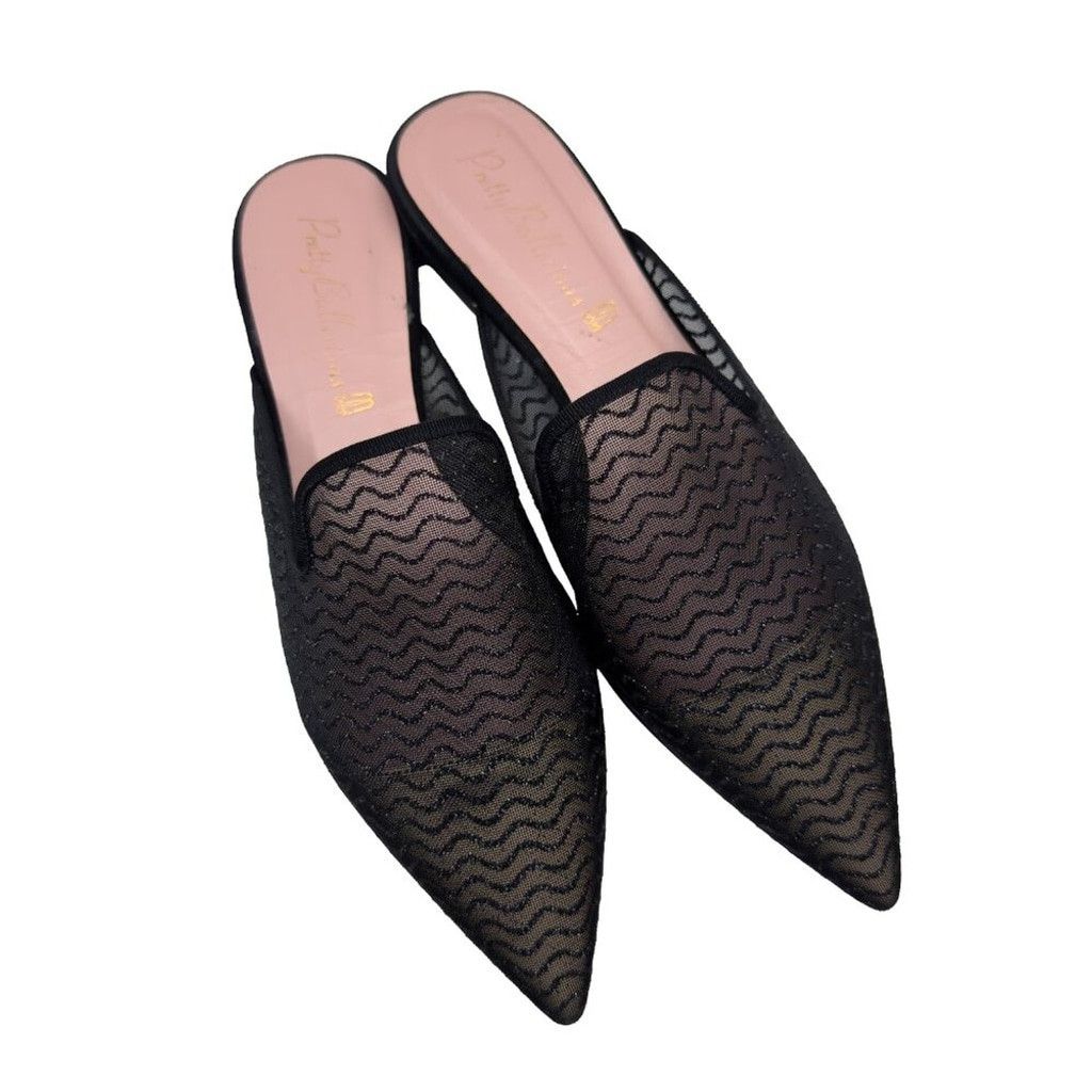 PRETTY BALLERINAS Mesh Glitters Ballet Flat Black Nude 39
