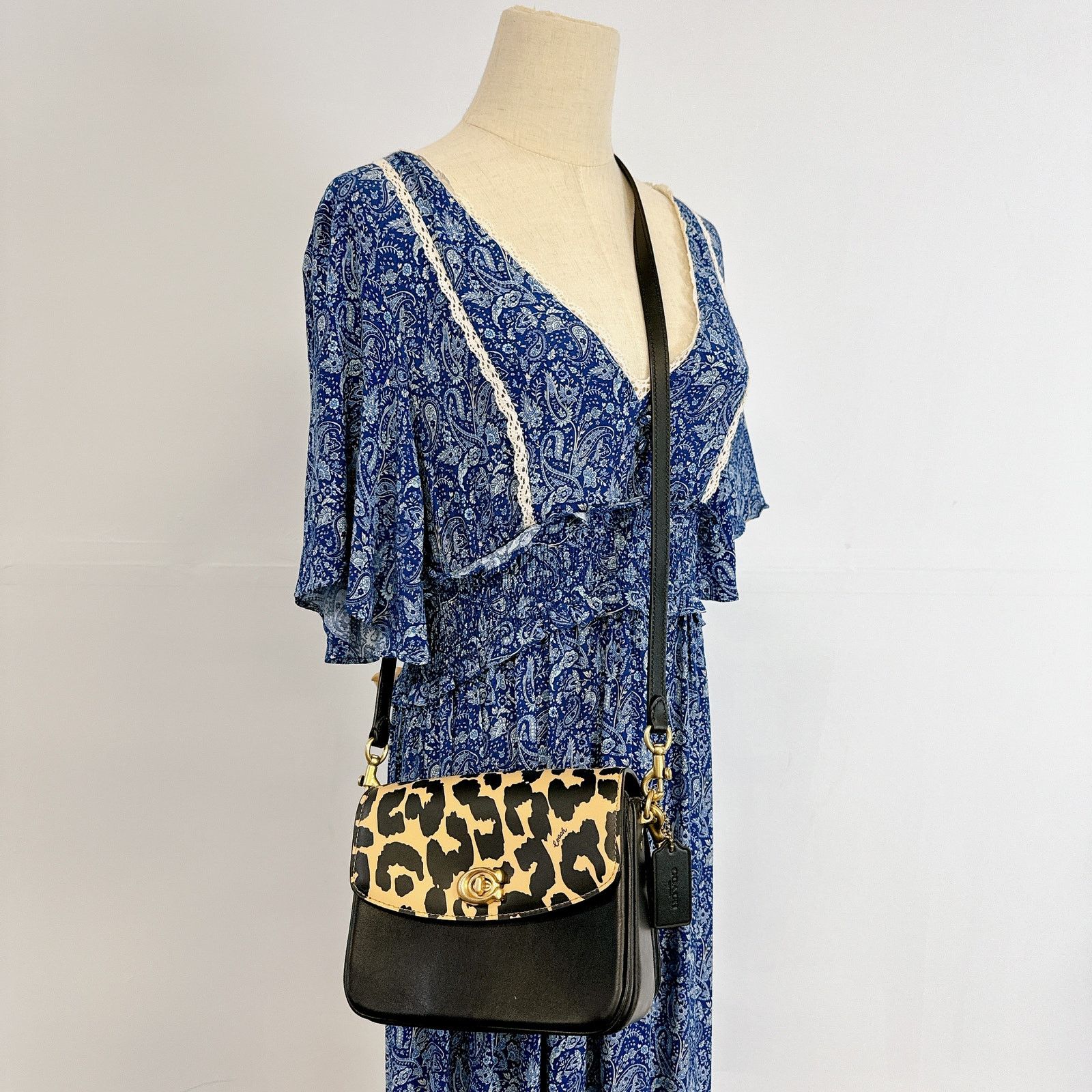 image of Coach Cm571 Cassie Crossbody 19 With Leopard Print Leopard in Black, Women's