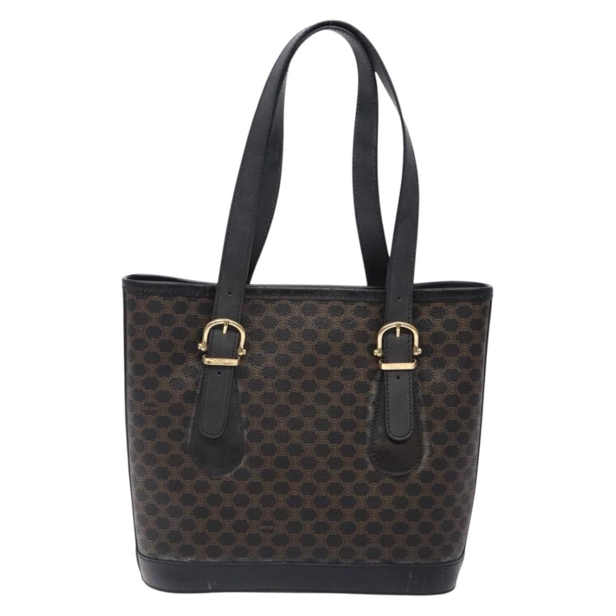 Celine CELINE Macadam Canvas Tote Bag Pvc Leather Black Gold Size ONE SIZE - 3 Thumbnail