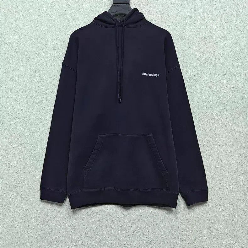 Balenciaga Balenciaga Double B Embroidered Deep Blue Washed Hoodie Size US S / EU 44-46 / 1 - 1 Thumbnail