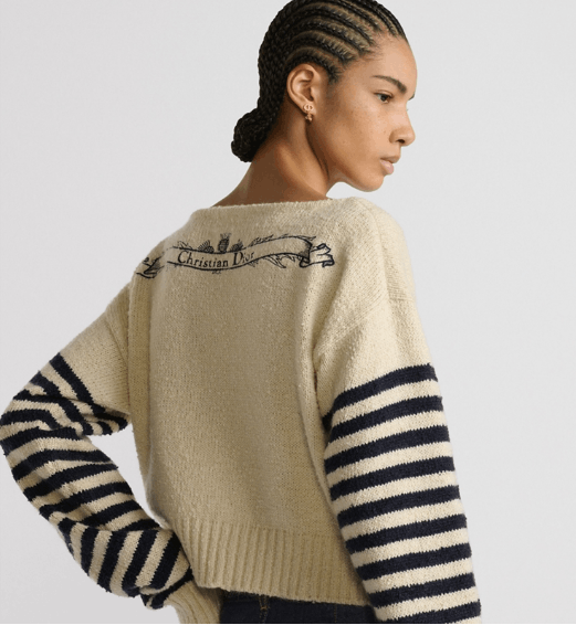 Dior o1w1db10326 514S48 Embroidered Sweater in White/Black Size XL / US 12-14 / IT 48-50 - 4 Thumbnail