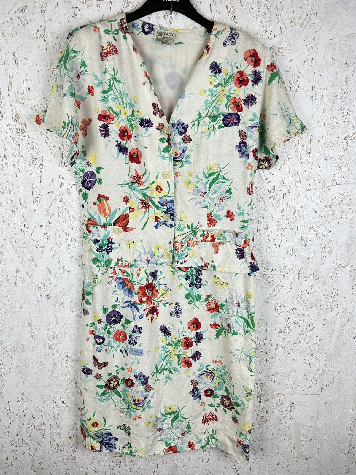 Gucci Vintage Gucci Linen Floral Print Wrap Dress 44 Size M / US 6-8 / IT 42-44 - 1 Thumbnail