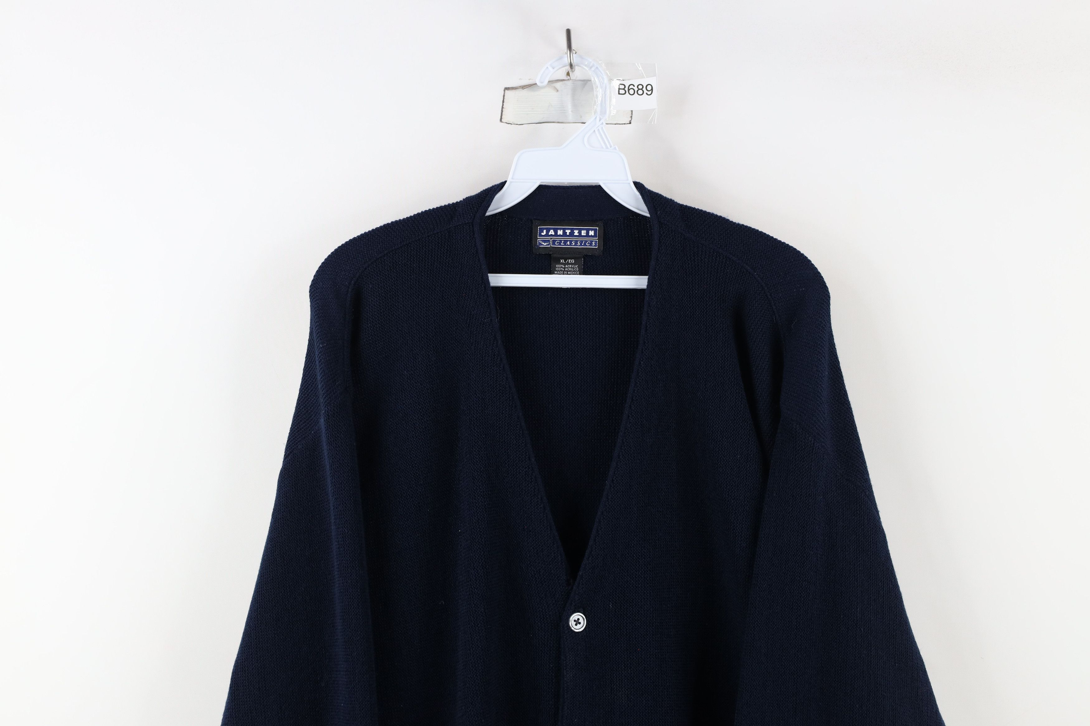 Vintage Vintage 90s Streetwear Cobain Cardigan Sweater Navy Blue Size US XL / EU 56 / 4 - 2 Thumbnail