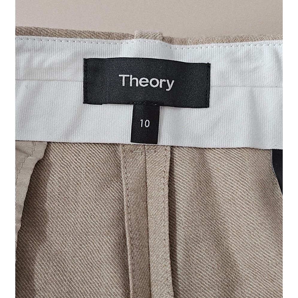 Theory Theory Tan Wool Sleek Flannel Wide Leg Trousers Pants 10 Size 32" / US 10 / IT 46 - 8 Thumbnail