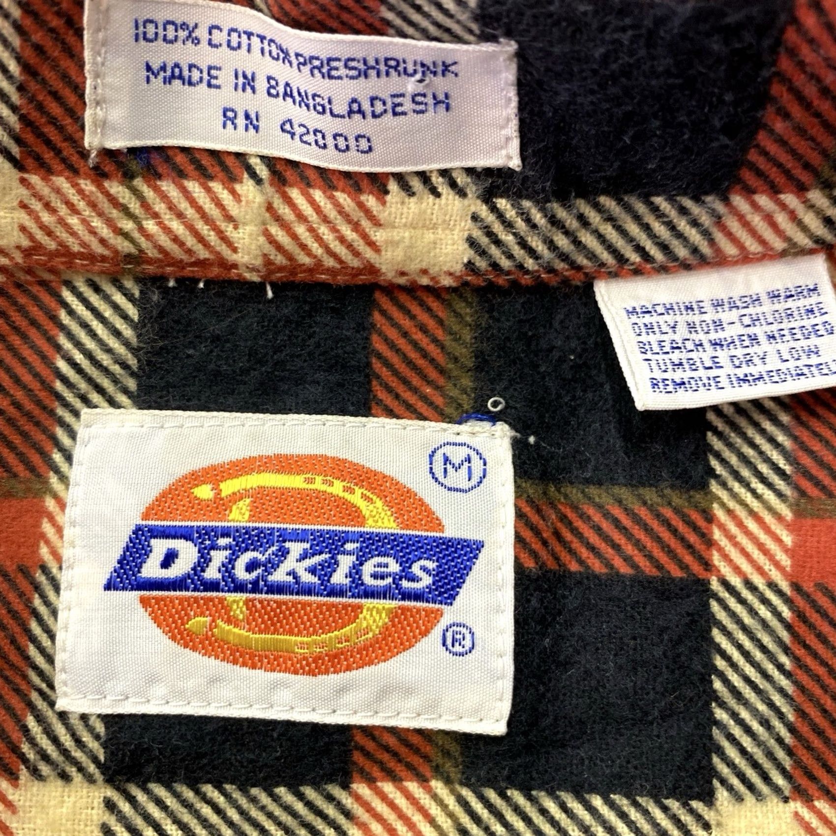 Dickies VINTAGE Dickies Flannel Shirt Men’s Medium Orange Plaid 90s Regular Button-Up Long Sleeve Denim? Size US M / EU 48-50 / 2 - 4 Thumbnail
