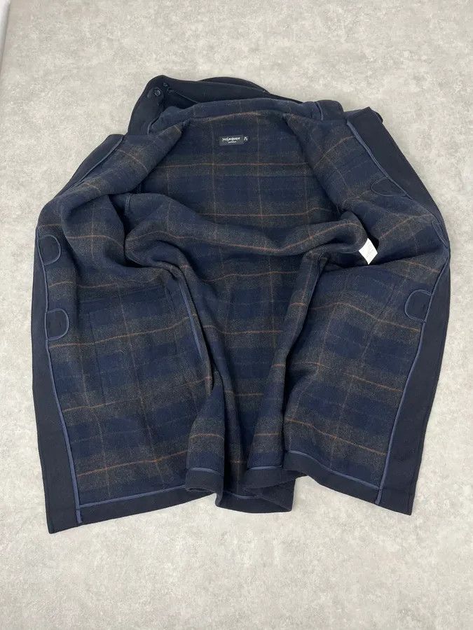 Yves Saint Laurent 1990s Yves Saint Laurent Classy Dark Navy Wool Duffle Coat Size US M / EU 48-50 / 2 - 8 Thumbnail