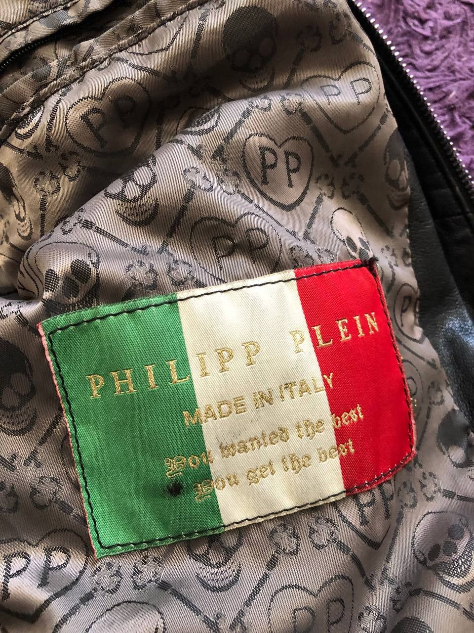 Philipp Plein Philipp Plein 's Black Leather Bomber Jacket Size US L / EU 52-54 / 3 - 5 Thumbnail