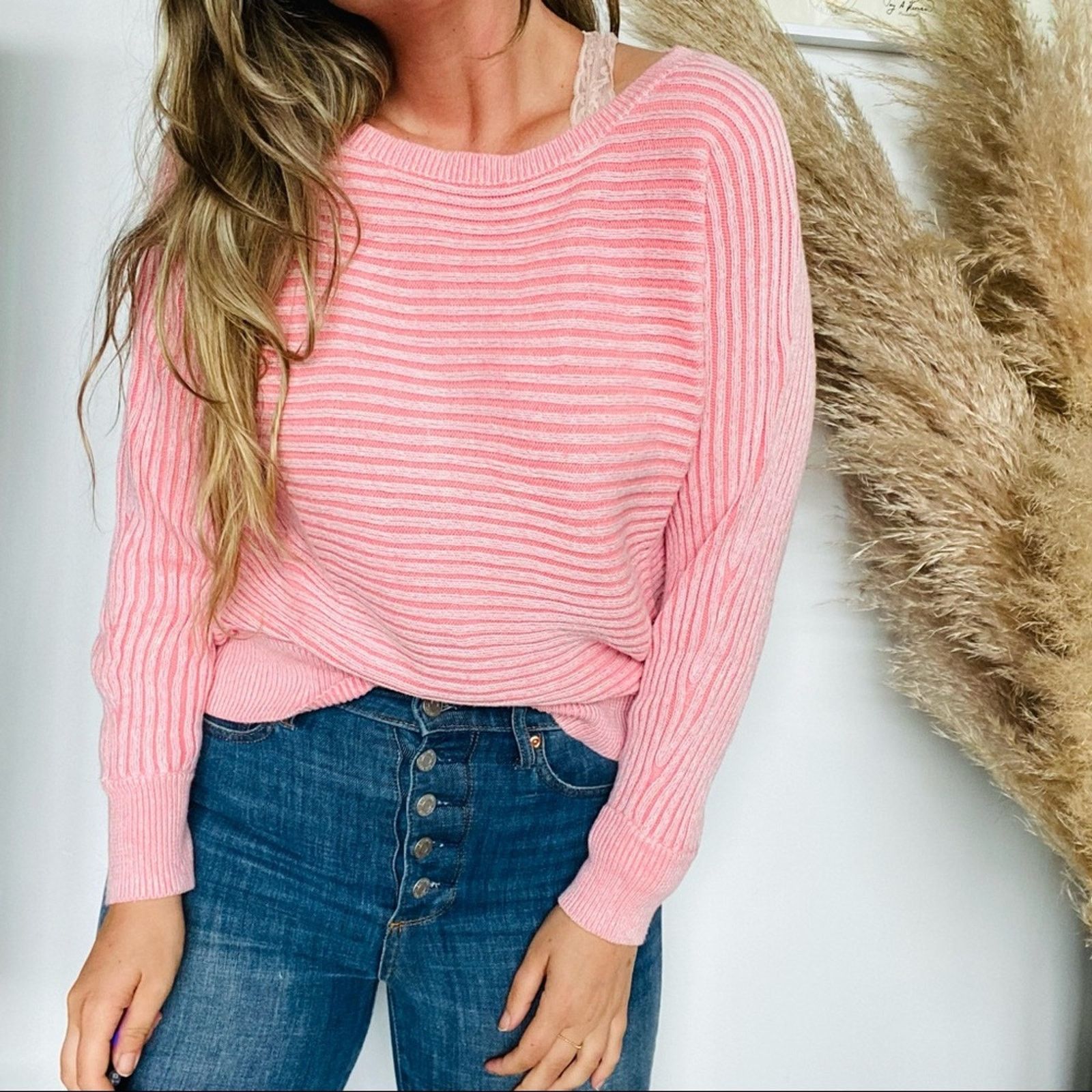 Gap GAP Blush Soft Pink Stripe Knit Long Sleeve Pullover Sweater Size M / US 6-8 / IT 42-44 - 1 Thumbnail
