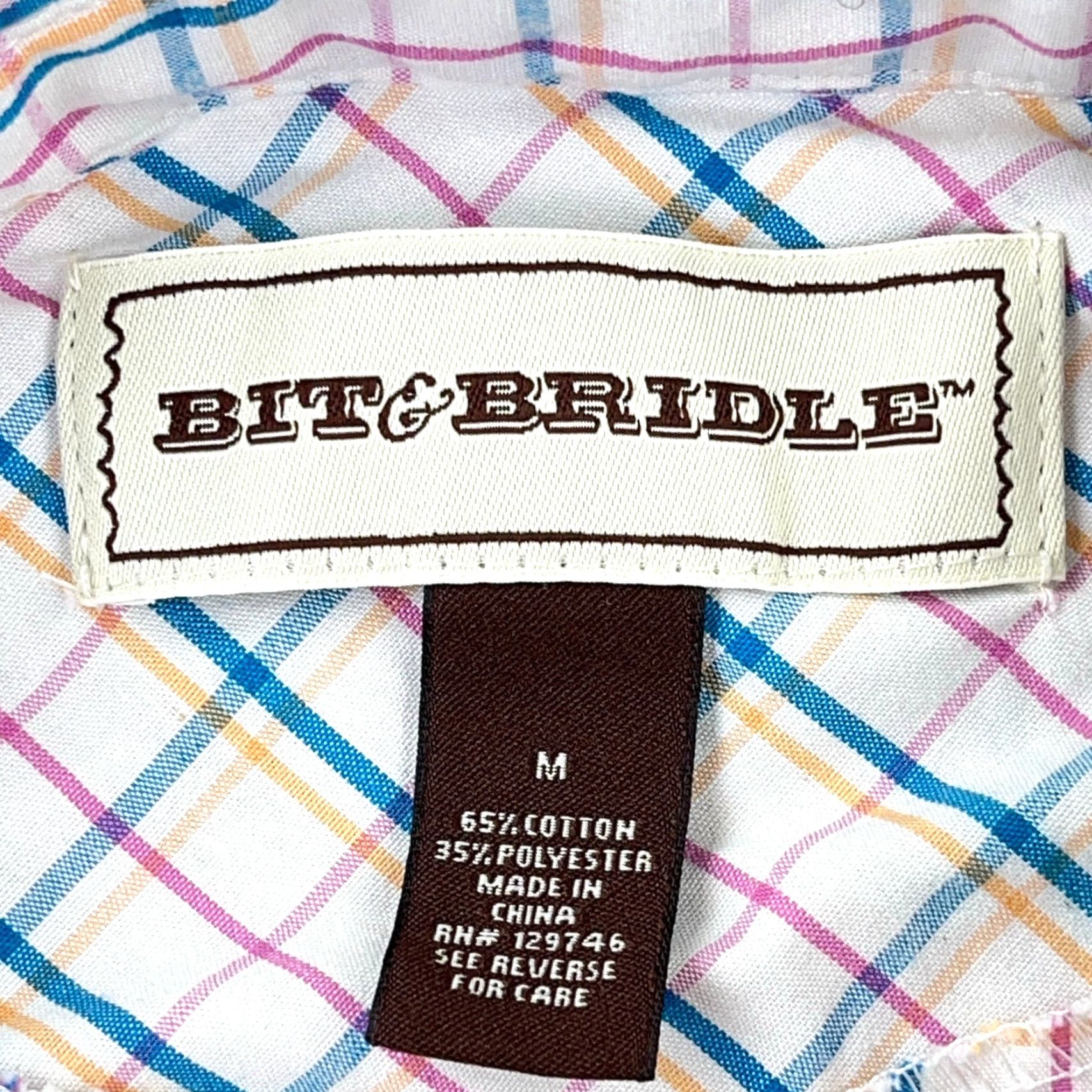 Vintage BIT & BRIDLE Western Shirt Women M Pearl Snap Embroidered Horse Plaid Cap Sleeve Button-Up, Casual All Seasons, Regular Fit Size M / US 6-8 / IT 42-44 - 3 Thumbnail