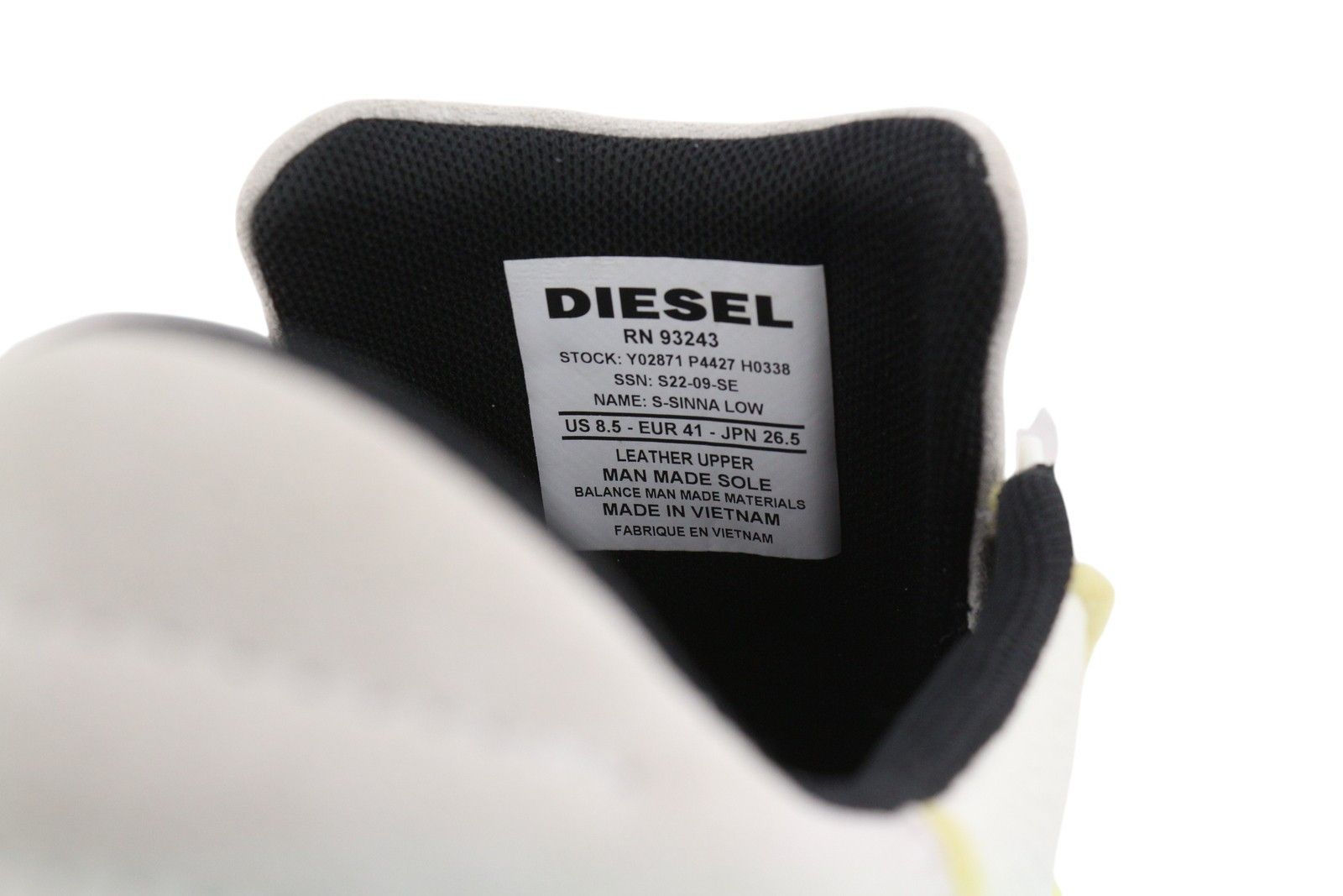 Diesel S-SINNA LOW EU41 White Leather Low Top 41099 Size US 8 / EU 41 - 11 Thumbnail