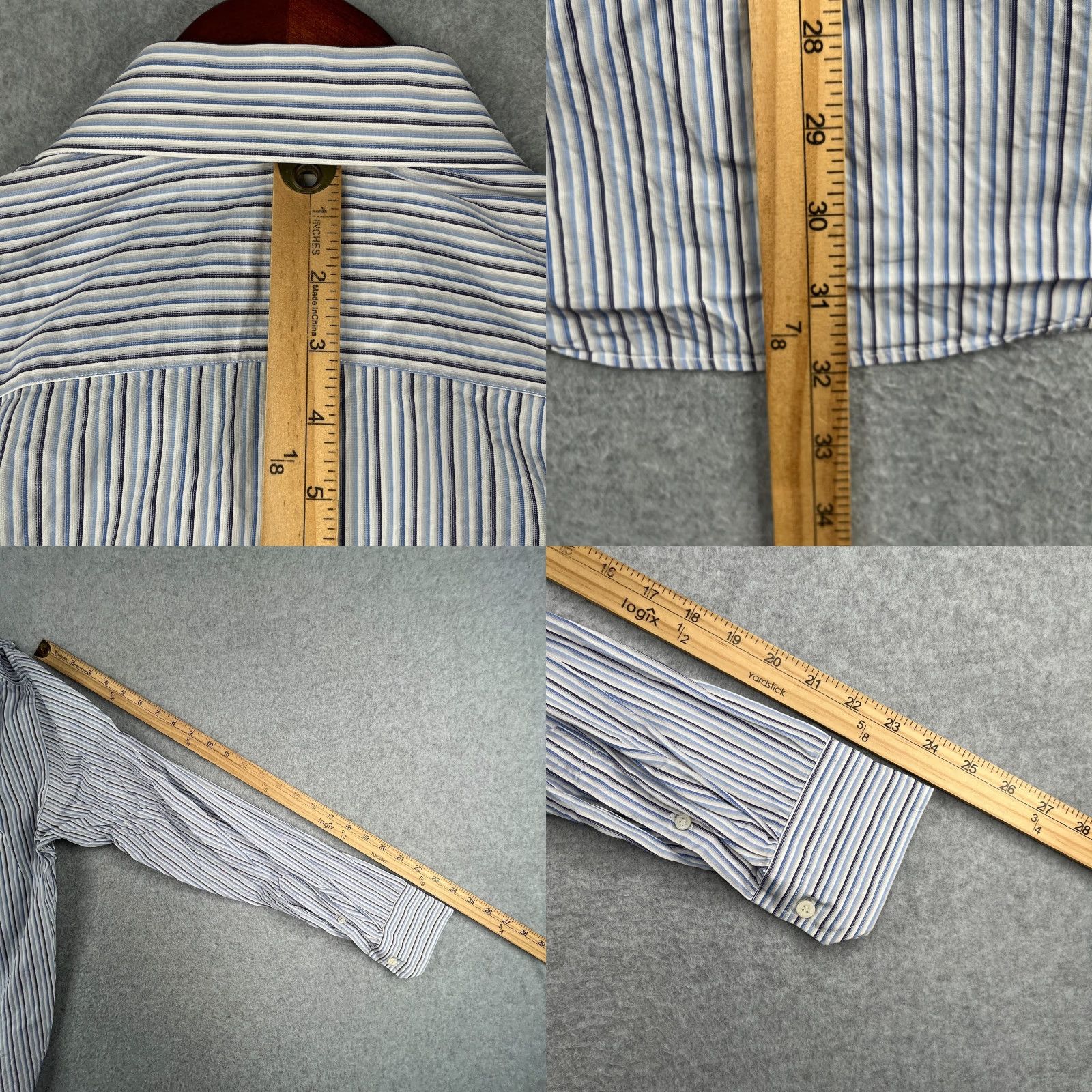 Canali VINTAGE? No. Canali Shirt16 Blue Striped Casual Button Up Long Sleeve Mens Made In Italy Size US L / EU 52-54 / 3 - 8 Thumbnail