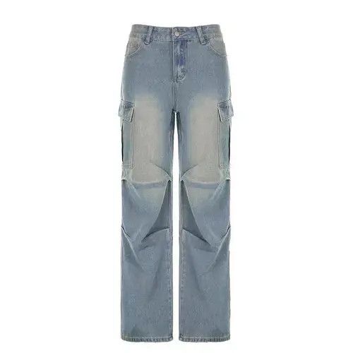 Designer × Japanese Brand × Jean Retro washed distressed cargo pocket wide leg jeans Size 26" / US 2 / IT 38 - 2 Thumbnail