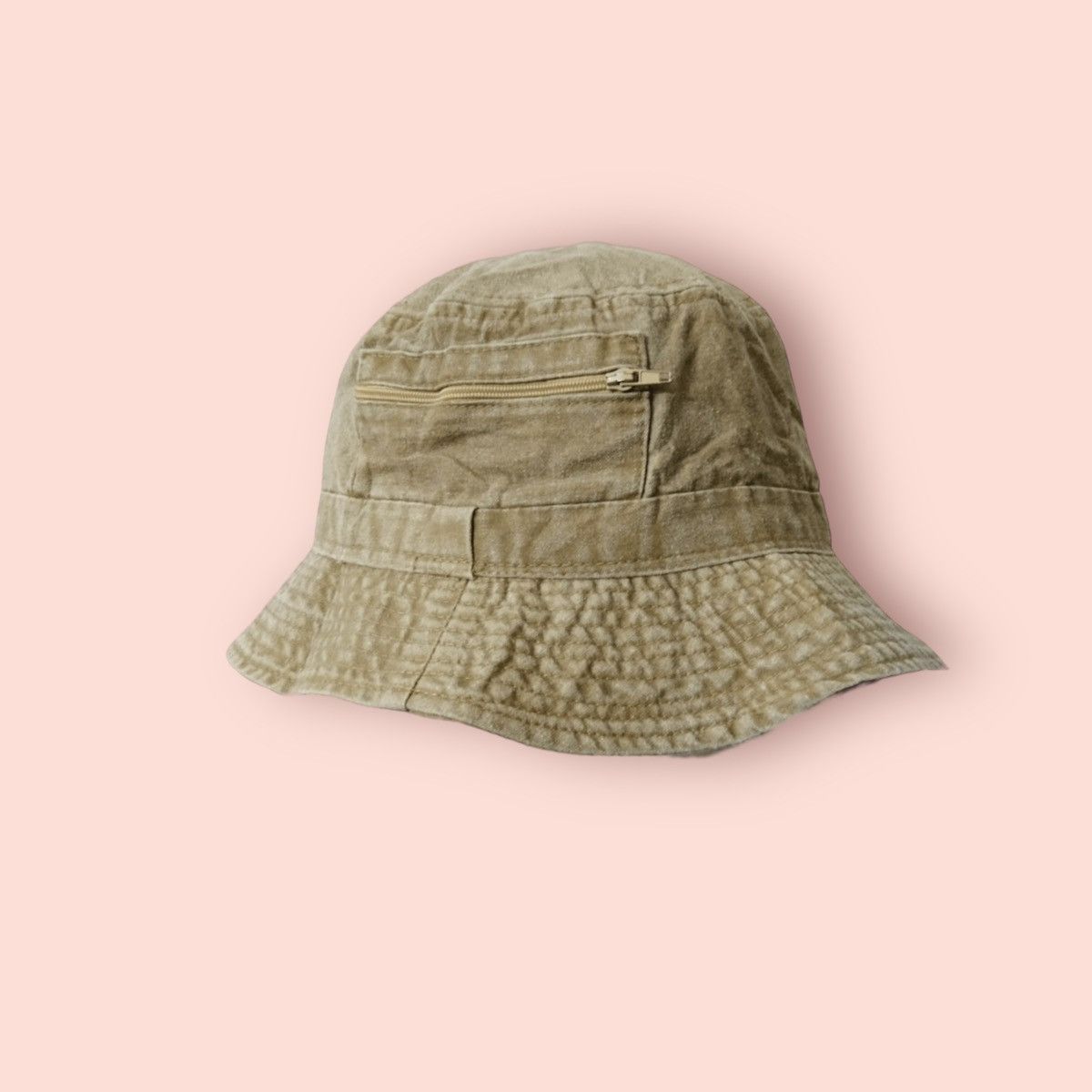 Japanese Brand VINTAGE BUCKET HAT WITH SIDE ZIPPER POCKETS Size ONE SIZE - 1 Thumbnail