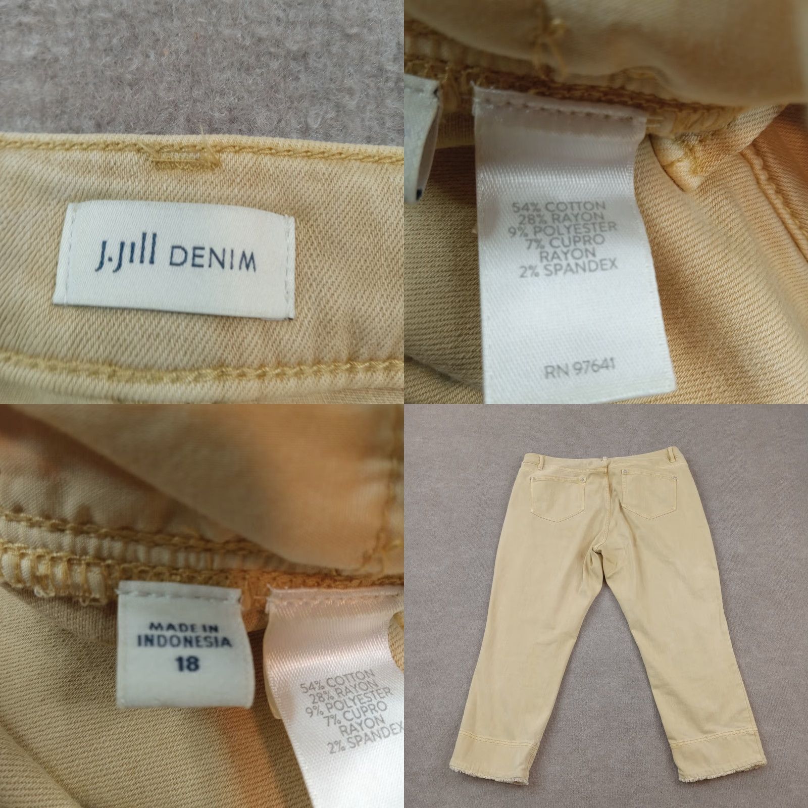 J. Jill J. Jill Women's Brown Cropped Straight Leg Stretch Jeans, Size 18 Size 38" / US 16 / IT 52 - 8 Thumbnail