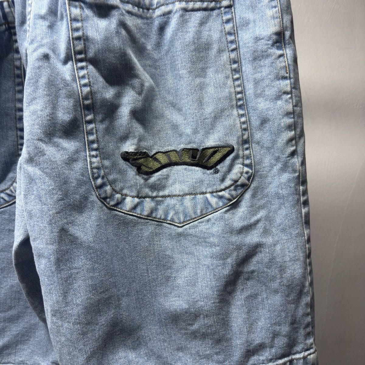 JNCO 90s Jnco Embroidered Faded Denim Shorts Jorts Skater Grunge Size US 36 / EU 52 - 4 Thumbnail