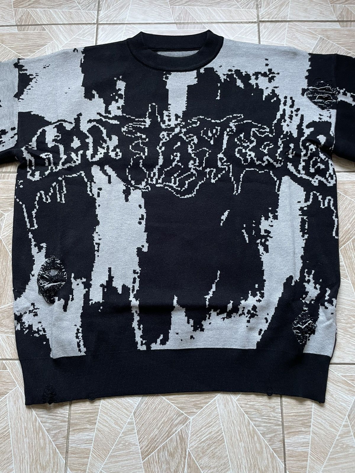 Other Y2K Grunge Distressed Knitted Sweater Glitch Art Gothic L Size US L / EU 52-54 / 3 - 3 Thumbnail